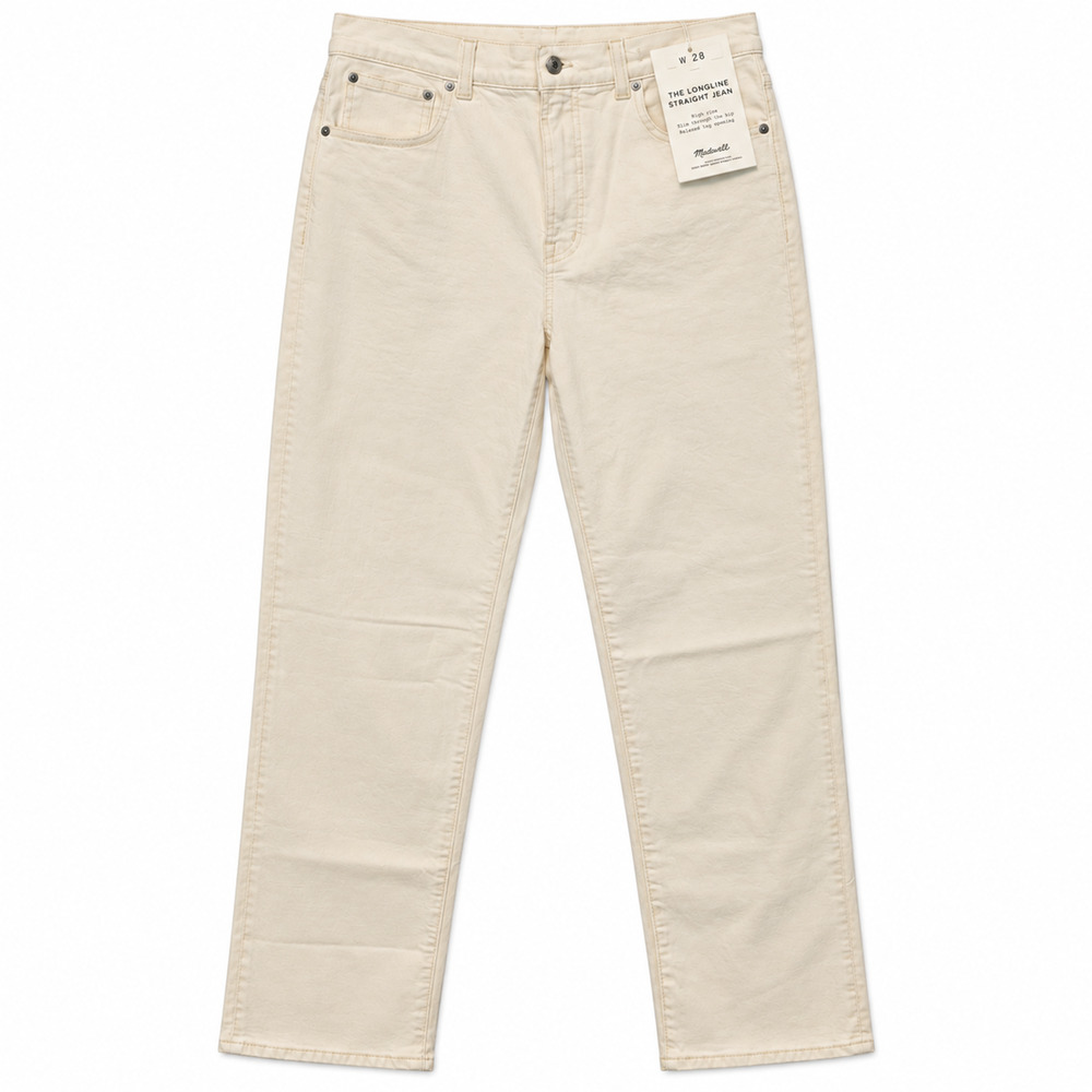 Madewell The Longline Straight Jeans Womens 28 Off White High Rise Stretch NWT